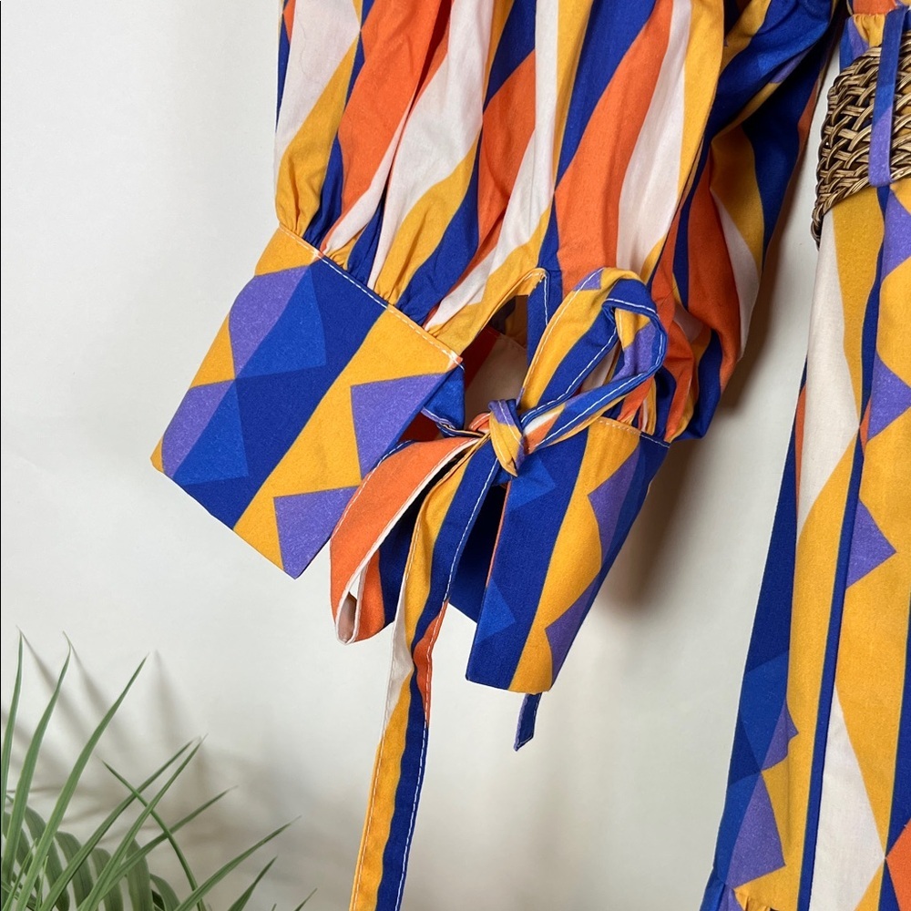 NWOT Sky Eagle Collection Native American Geometric Shirt Dress Belted Large - Picture 7 of 15